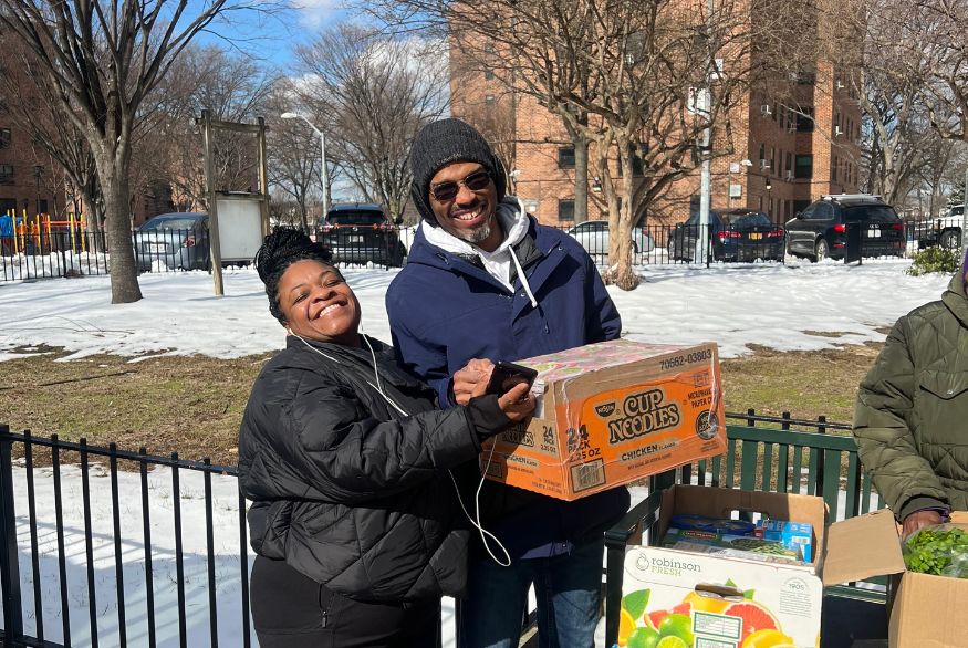 Duane Frankson at food giveaway event in East New York